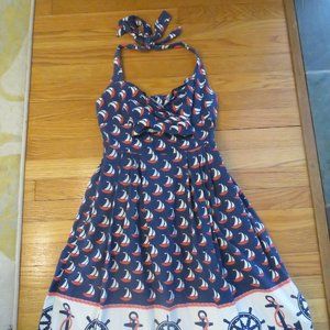 Anthropologie Postmark Halter Sailor/Anchor Nautical Dress - GUC - 6